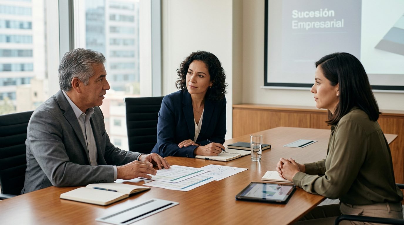Empresarios discutiendo estrategia financiera en oficina moderna.