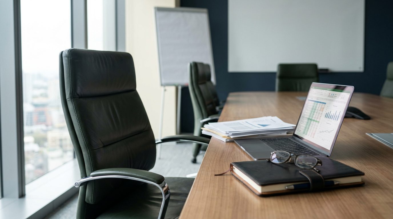 Office desk with business documents, calculator, and pen representing financial planning considerations.
